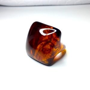 Vintage Acrylic Tortoise Amber Ring